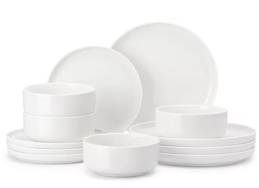 MALACASA 12-Piece White Ceramic Dinnerware Set with 3 Pcs Dinner/Dessert Plates,Bowl Tableware Set Service for 3