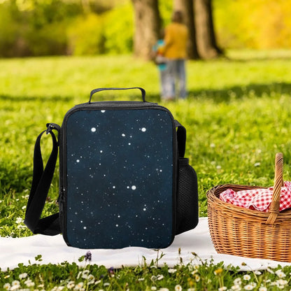 Insulated Lunch Bag, Oxford Cloth, Elegant Starry Sky Pattern, Perfect for School/Picnic/Outdoor/Daily Use
