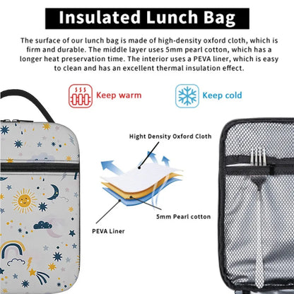Sky Print Handheld Insulation Lunch Bag for Boy/Girls Best Gifts 3D Cartoon Portable Lunch Box Bag Picnic Bag