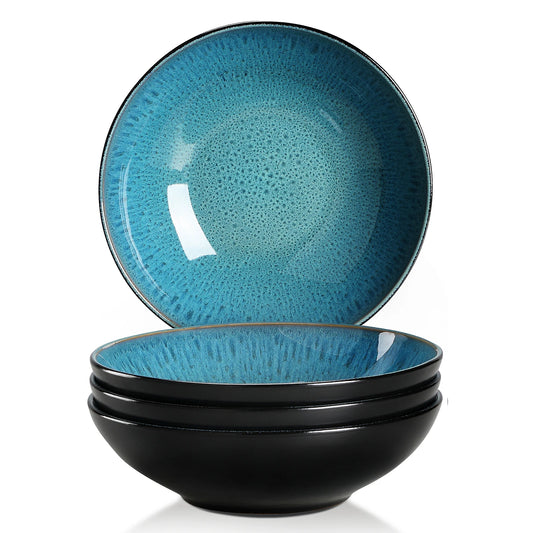 vancasso Ceramic Soup Bowl Bubble Reactive glaze 32 OZ Ceramic Bowl Plate Set for Salad Vegetable Fruit Noodle Oven Safe