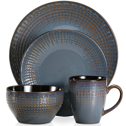 Vancasso 4-32 Piece Embossed Relief Stoneware Tableware Set with Dinner/Dessert Plate/Soup Bowl/Mug Service for 4/8/12