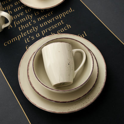 Vancasso 4/8/16-Piece Ceramic Beige Stoneware Dinnerware Set with Dinner Plate, Dessert Plate, 800ml Bowl, Mug Tableware Set