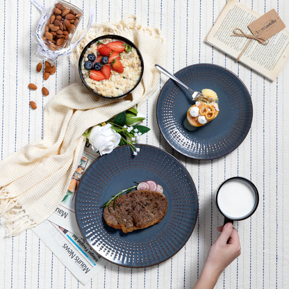 Vancasso 4-32 Piece Embossed Relief Stoneware Tableware Set with Dinner/Dessert Plate/Soup Bowl/Mug Service for 4/8/12
