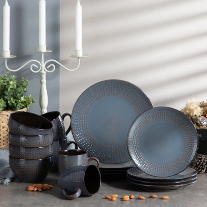 Vancasso 4-32 Piece Embossed Relief Stoneware Tableware Set with Dinner/Dessert Plate/Soup Bowl/Mug Service for 4/8/12