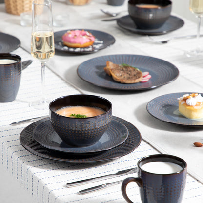 Vancasso 4-32 Piece Embossed Relief Stoneware Tableware Set with Dinner/Dessert Plate/Soup Bowl/Mug Service for 4/8/12